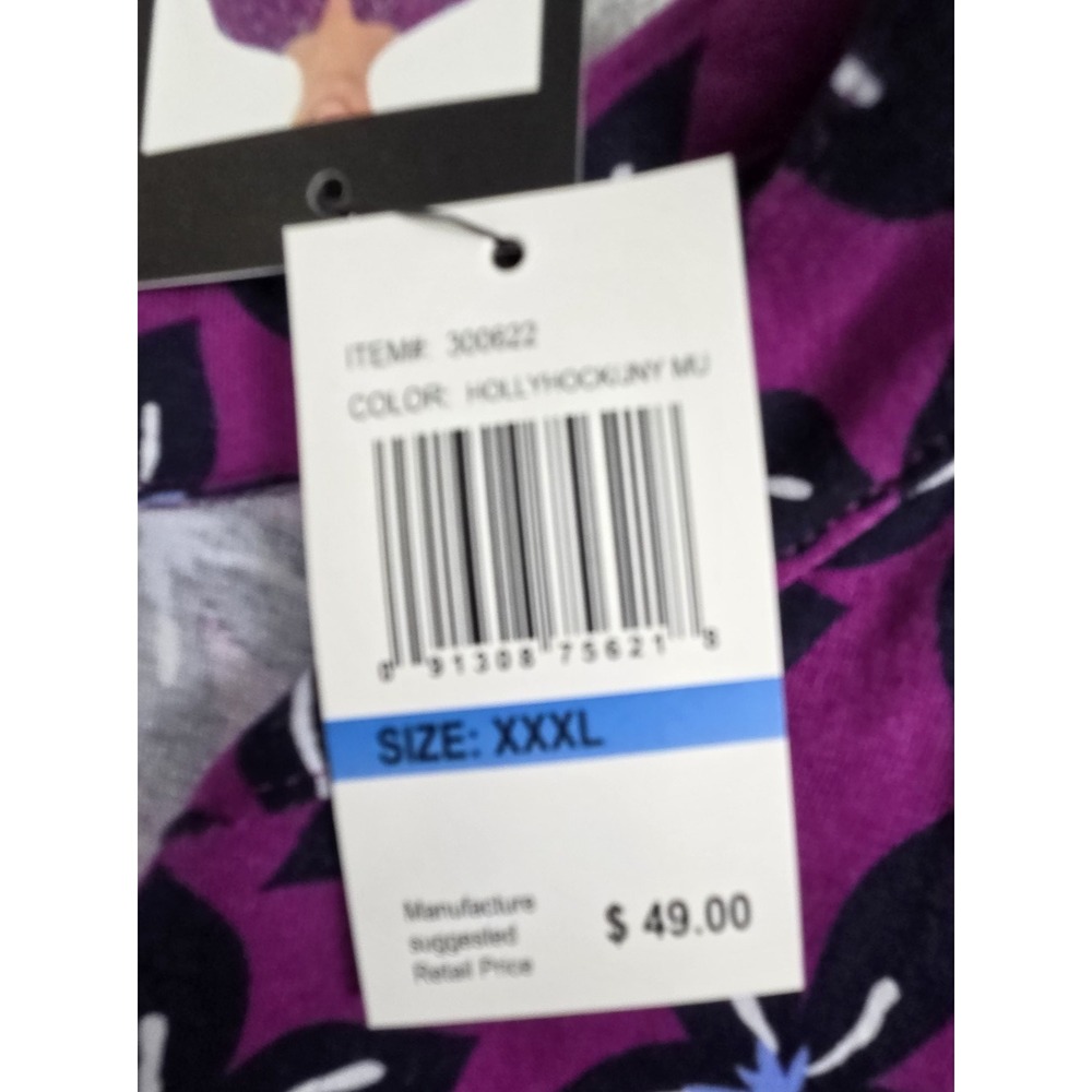 Jones New York Signature Womens 3XL Tunic Top Purple Hollyhock Print V Neck NEW - Picture 6 of 8